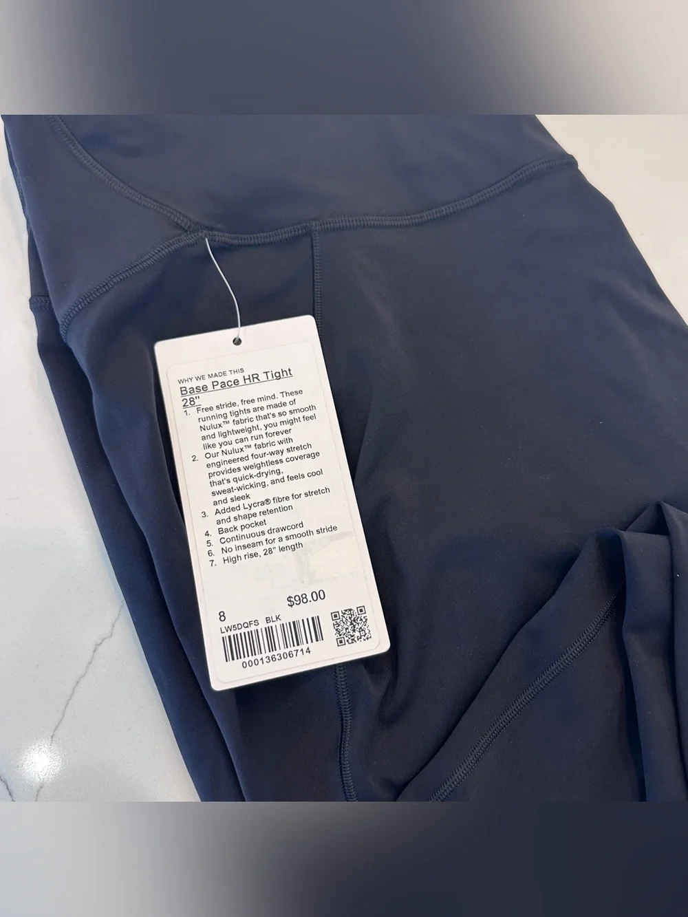 Lululemon Base Pace HR Tights 28” Black Sz 8 NWT